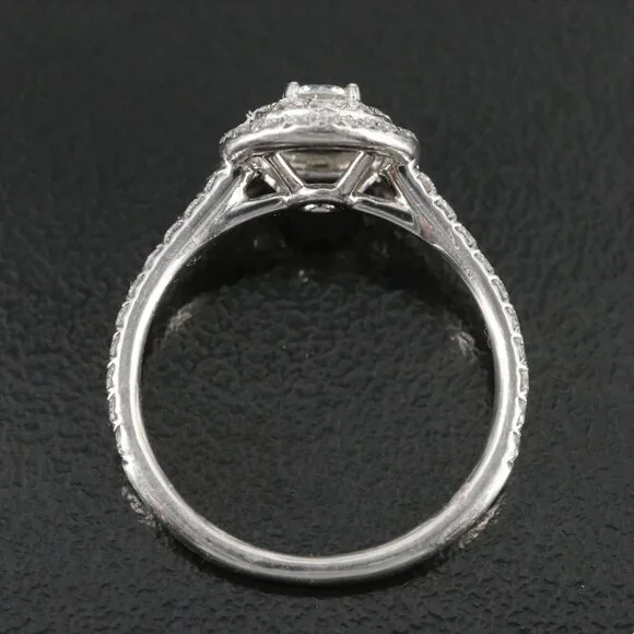 Tiffany & Co. Platinum Soleste Double Halo Diamond Ring - Picture 8 of 12